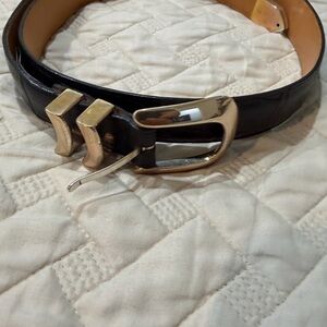 Brighton Onyx Black and Tan Leather Belt
